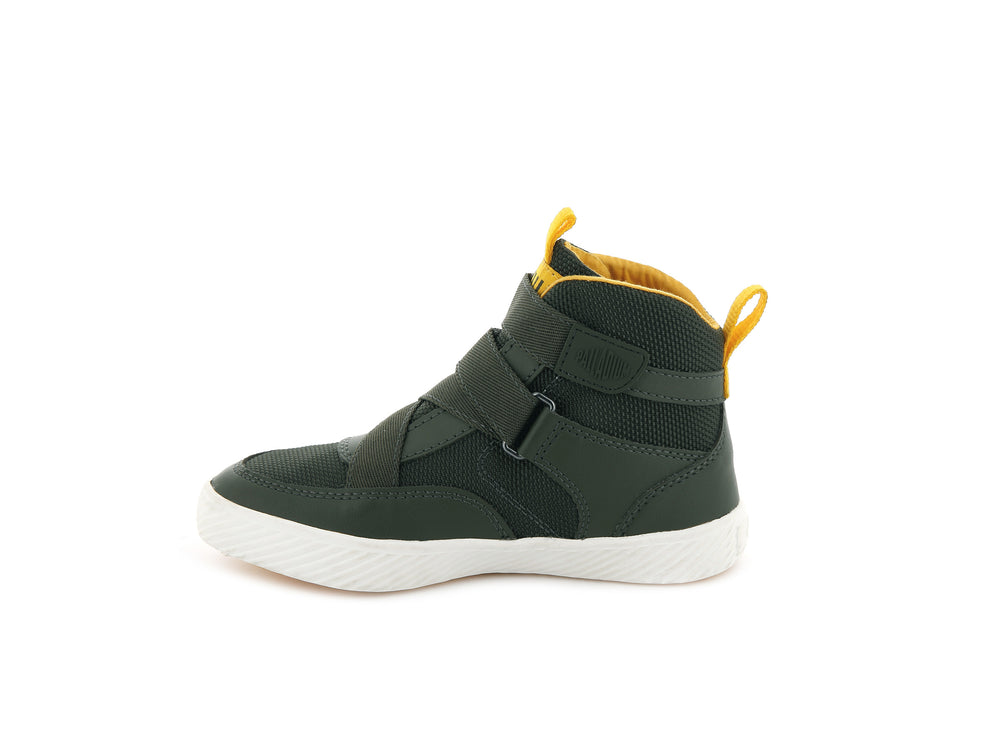 Zapatillas Palladium PALLASTREET MID ST Niños Verde Oliva Doradas | Costa Rica-30278